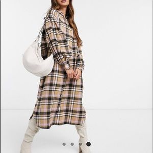 ASOS Long Flannel Checked Shirt Dress US 6 Flannel Shacket